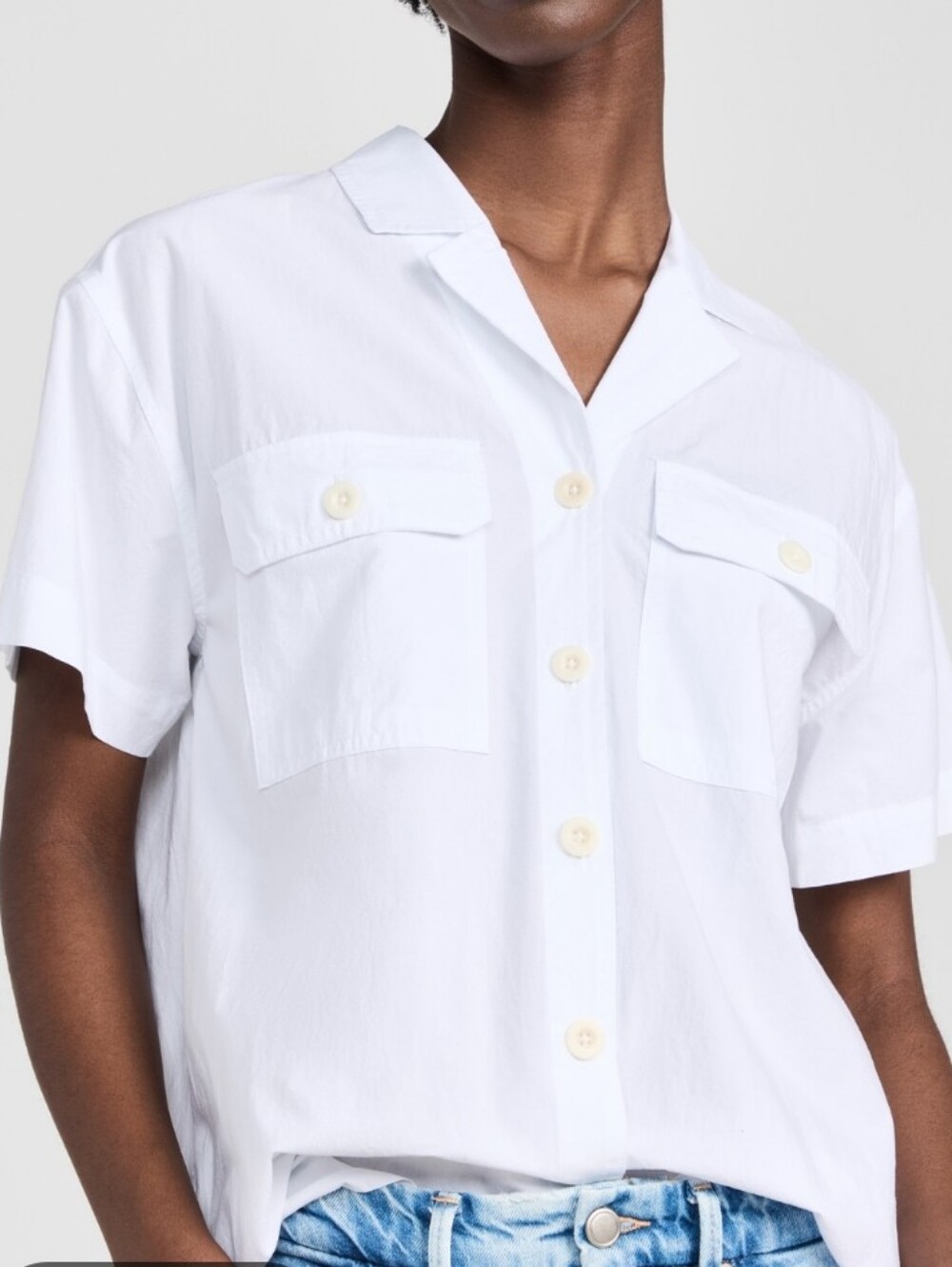 Madewell White Short-Sleeve Button-Down Shirt